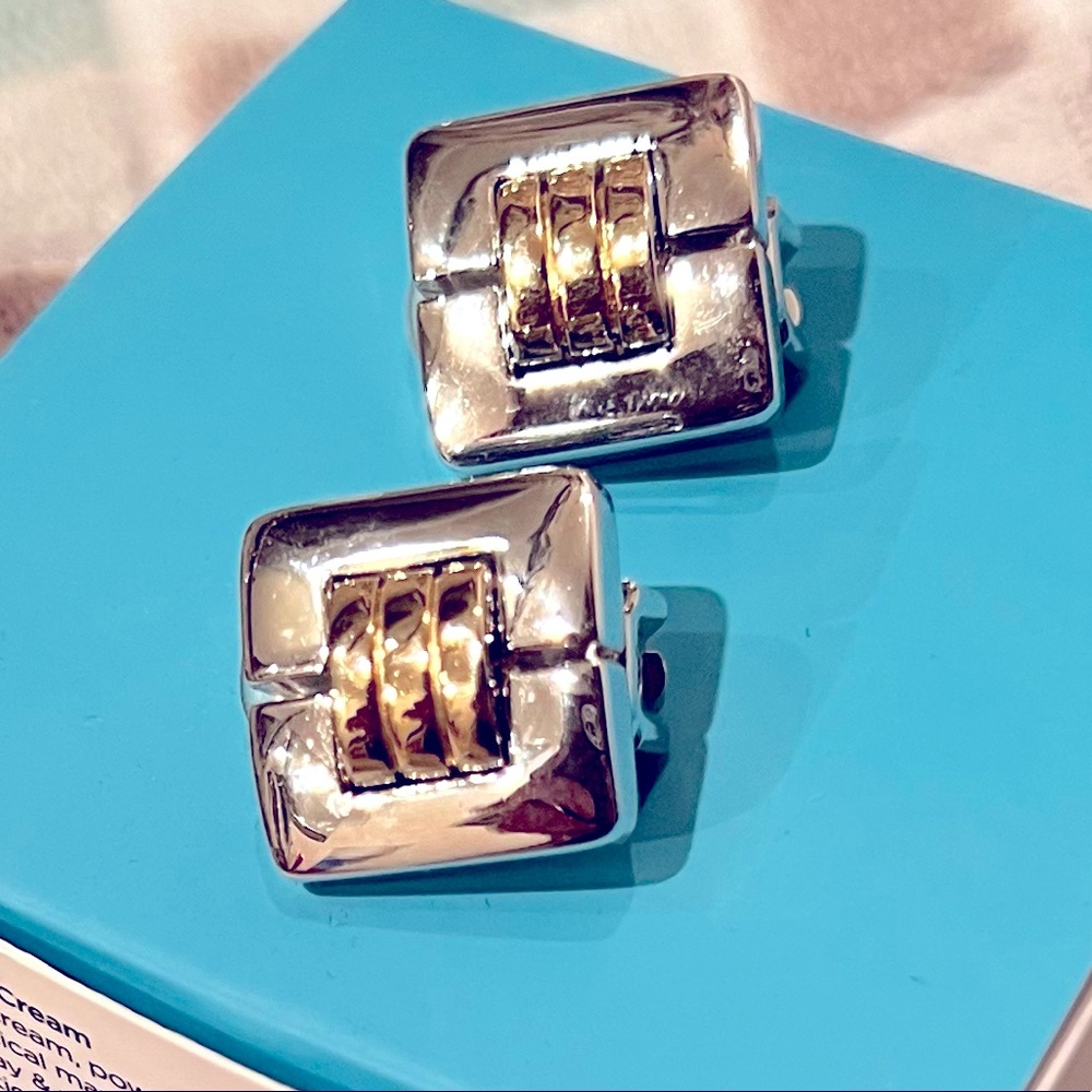 ST JOHN Clip On Silver & Gold Earrings